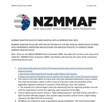 NZMMAF Amateur Rules of MMA